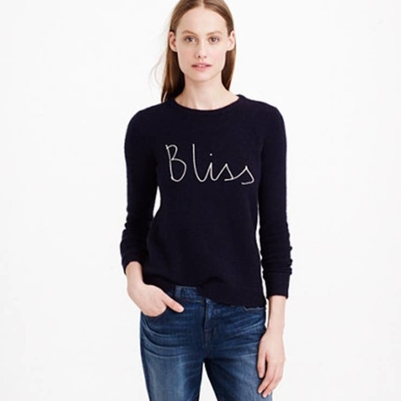 J. Crew Sweaters - J Crew Bliss Script Hugo Guinness Wool Blend Pullover Sweater Navy Blue Medium